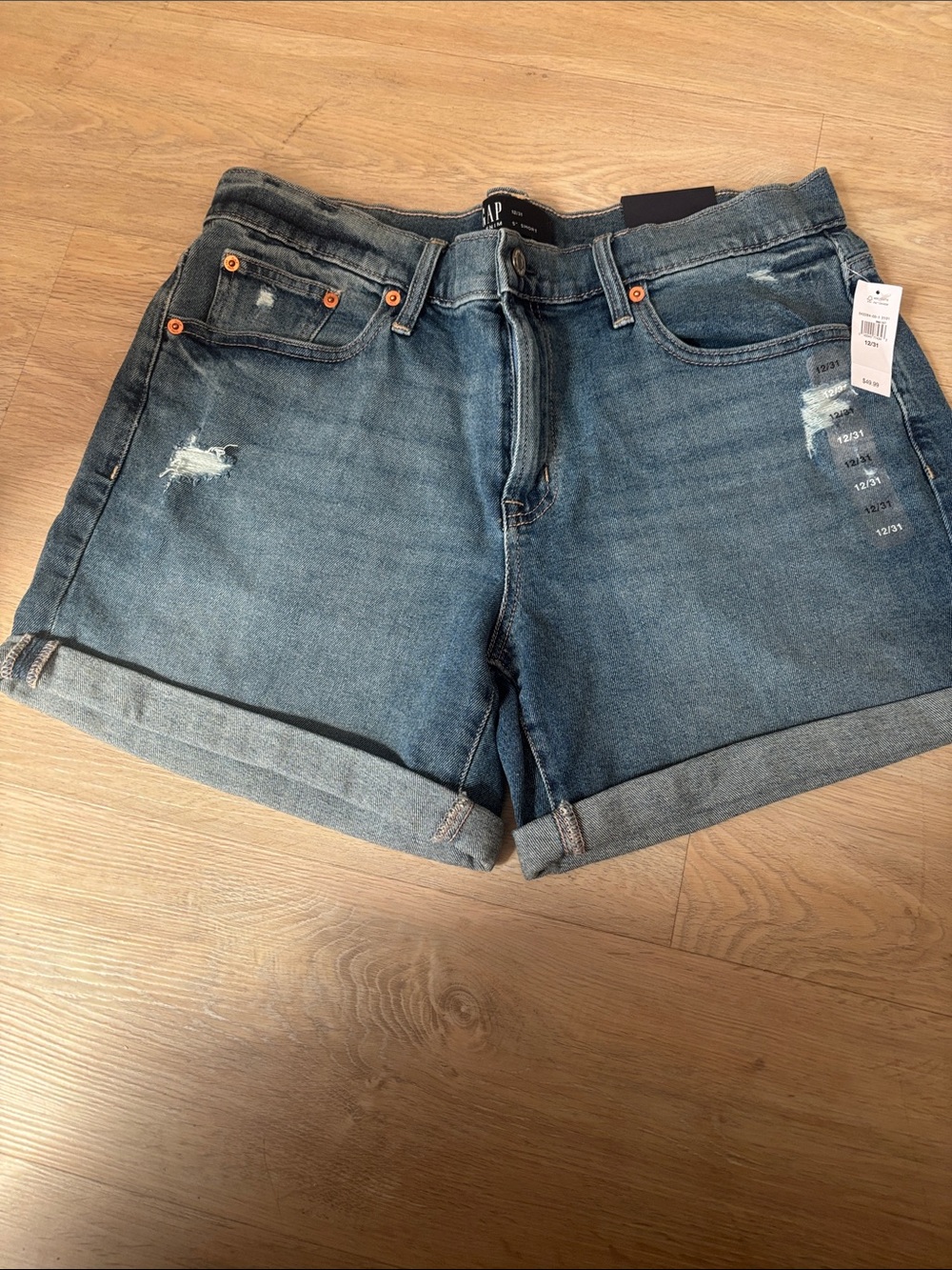 Gap Denim Roll-Cuff Distressed Women's Shorts - Blue